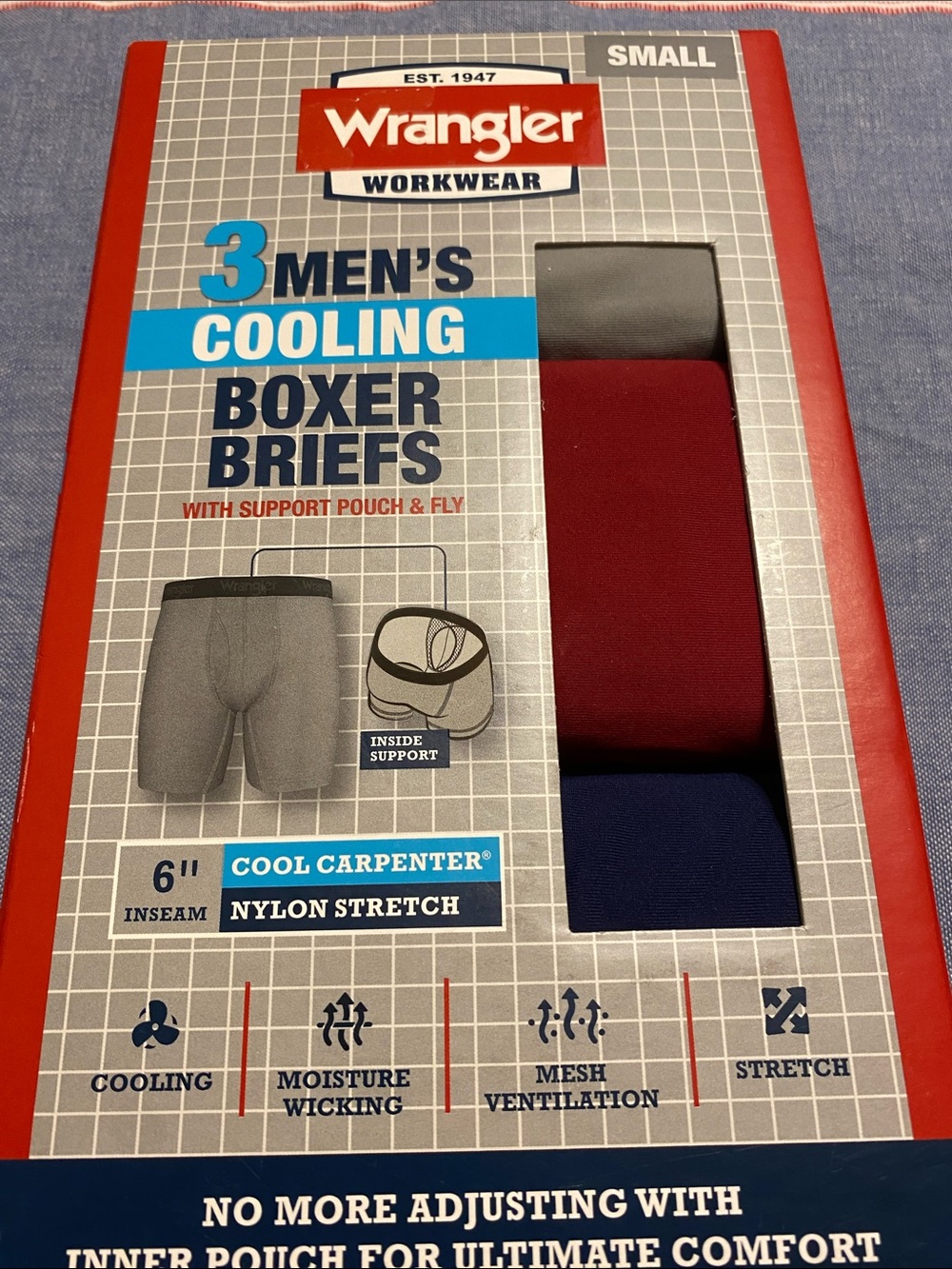 Wrangler Men's Boxer Briefs - Gray, Maroon, Navy (3-Pack)